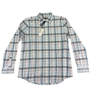 Club Room Mens Regular Fit Plaid Long Sleeve Button Down Shirt Multicolor L